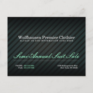 Postal promocional de la demanda Armani verde azul