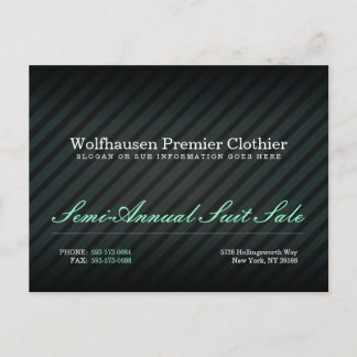 Postal promocional de la demanda Armani verde azul