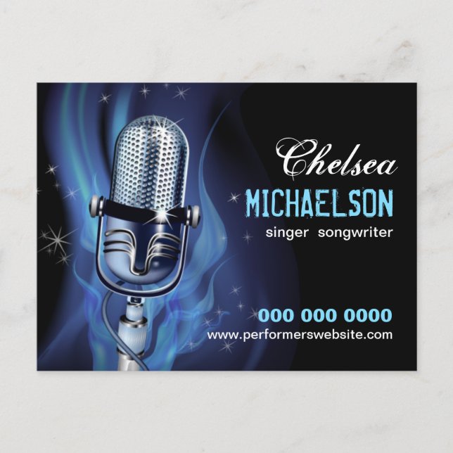 Postal Promociones para los intérpretes de micrófonos hum (Anverso)