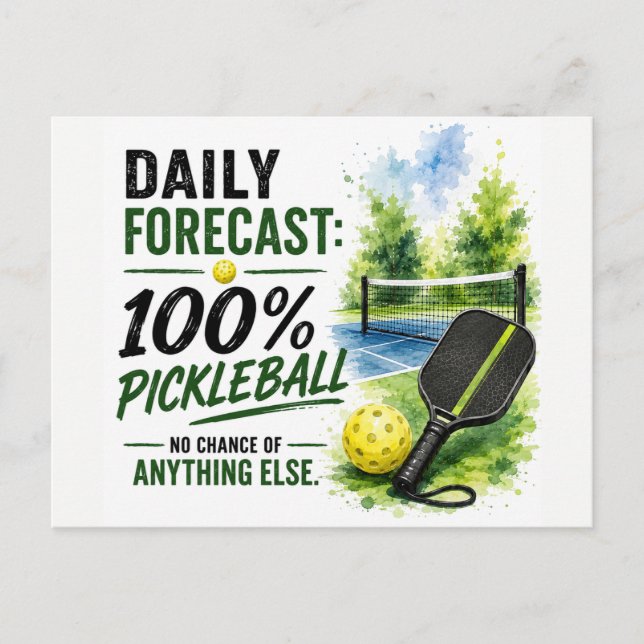 Postal Pronóstico diario de vida de Pickleball (Anverso)
