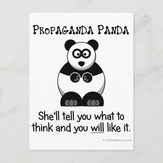 Postal Propaganda Panda te hará saber qué pensar (Anverso)