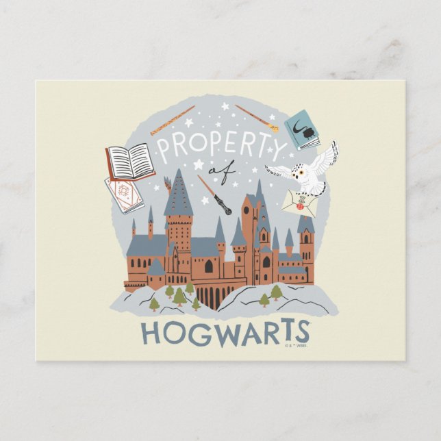 Postal Propiedad de Gráfico de Dibujos Animados de Hogwar (Anverso)