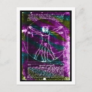 Postal Proporción Da Vinci luz negra coloreada humana