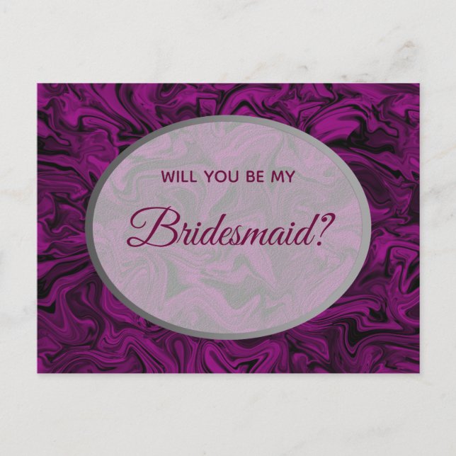 Postal Propuesta de Dama de Honor Morada Elegante (Anverso)