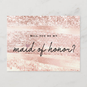 Postal Propuesta de doncella de honor rosa y Rosa de Rubo
