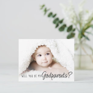 Postal Propuesta de Godparent   Simple Classic Script 2 P
