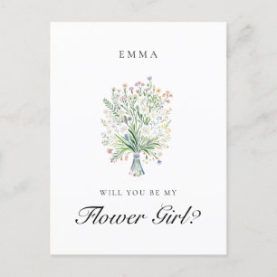 Postal Propuesta de la chica de flores silvestres primave