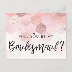 Postal Propuesta de la Rosa Gold Modern Bridesmaid
