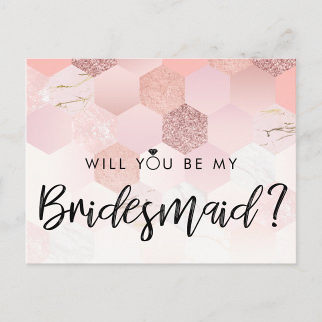 Postal Propuesta de la Rosa Gold Modern Bridesmaid (Anverso)