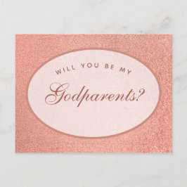 Postal Propuesta de padrinos guión de óvalo blanco de oro