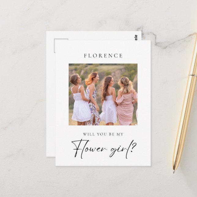 Postal Propuesta de una chica con flores de foto personal (Anverso/Reverso In Situ)