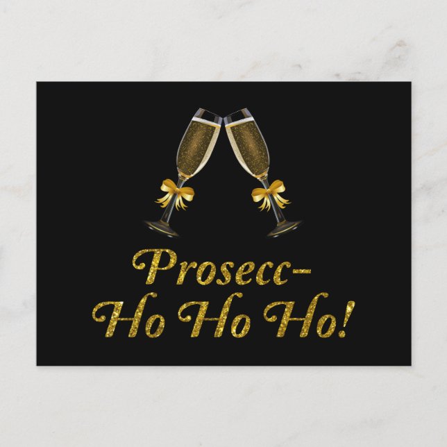 Postal ¡Prosecc-Ho Ho Ho Ho! Funny Prosecco Navidades Fie (Anverso)
