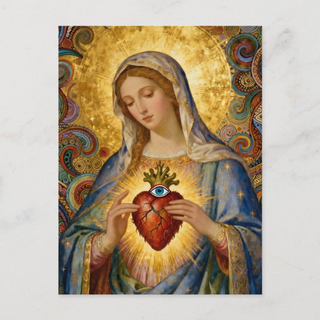 Postal Protección Contra el Mal Corazón Sagrado de María (Anverso)