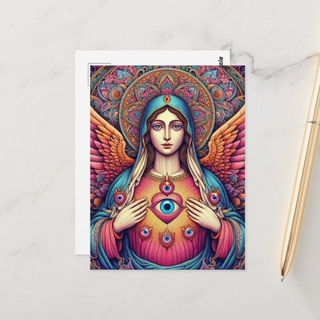 Postal Protección Contra el Mal Sagrado Corazón de María (Anverso/Reverso In Situ)