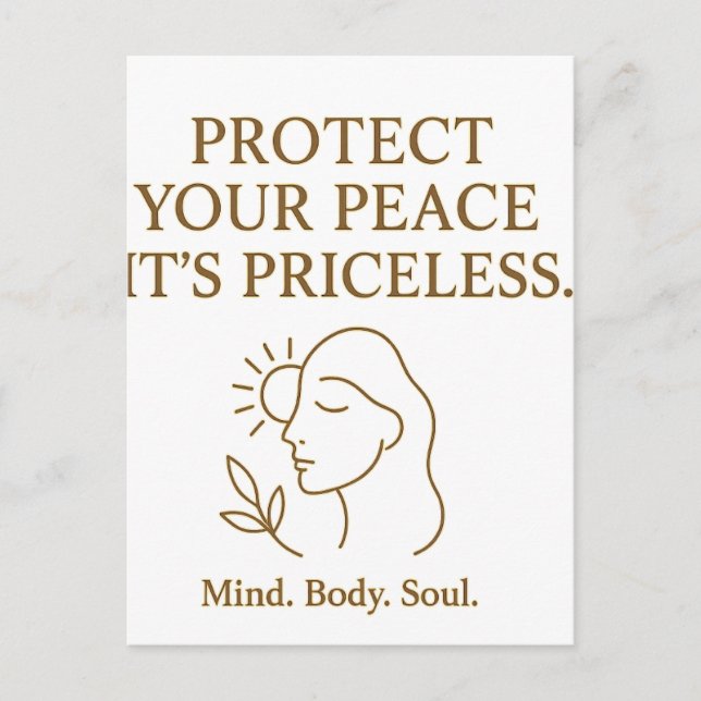Postal Protect Your Peace — Minimalist Self-Care Quote (Anverso)