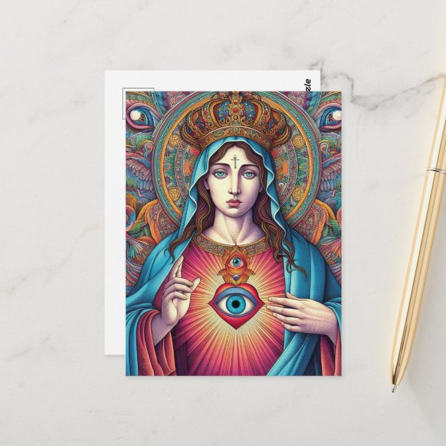 Postal  Protection From Evil Sacred Heart Of Mary (Anverso/Reverso In Situ)