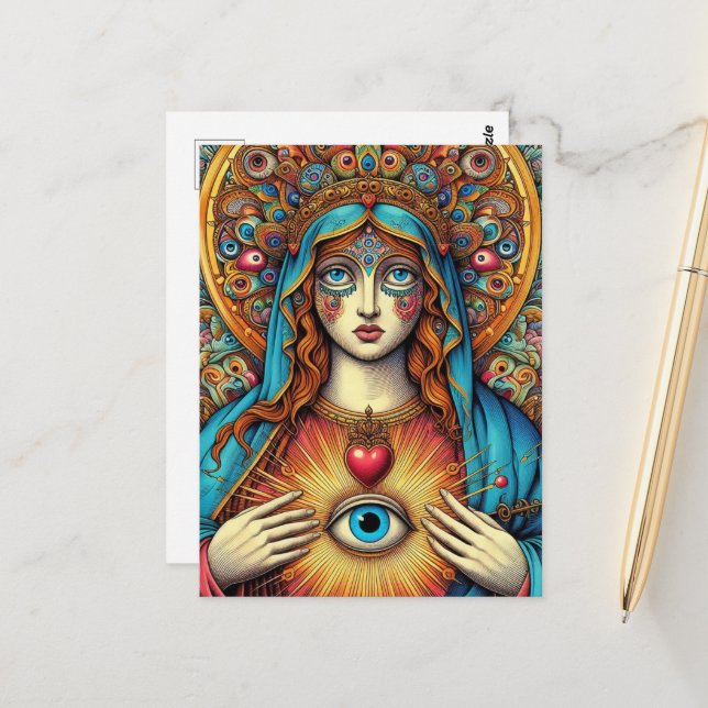 Postal  Protection From Evil Sacred Heart Of Mary (Anverso/Reverso In Situ)