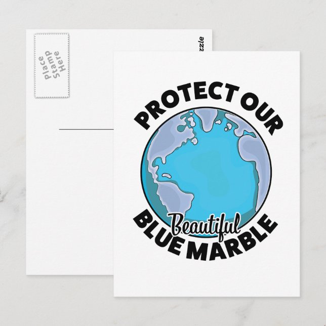 Postal Protege Nuestro bello Mármol Azul (Anverso / Reverso)