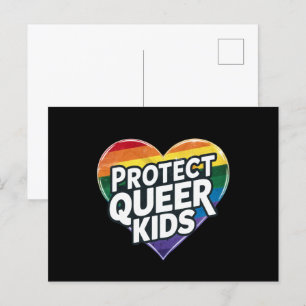 Postal Proteger a los niños queer del corazón arcoiris Or