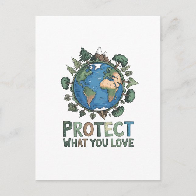 Postal Proteger lo que amas" Diseño ambiental de la Tierr (Anverso)