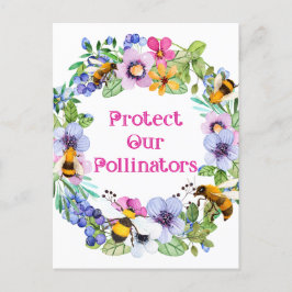 Postal Proteger nuestros polinizadores Flores de abejas