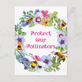 Postal Proteger nuestros polinizadores Flores de abejas