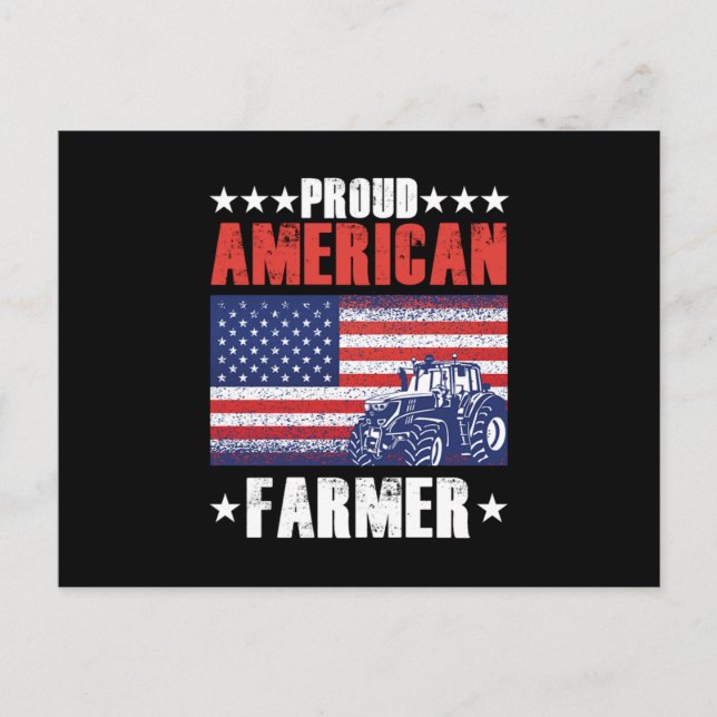 Postal Proud American Farmer USA Flag Tractor Farm Farmin (Anverso)