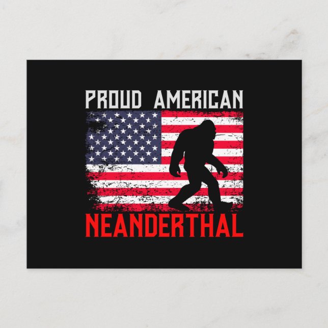 Postal Proud American Neanderthal | USA Flag & Bigfoot (Anverso)