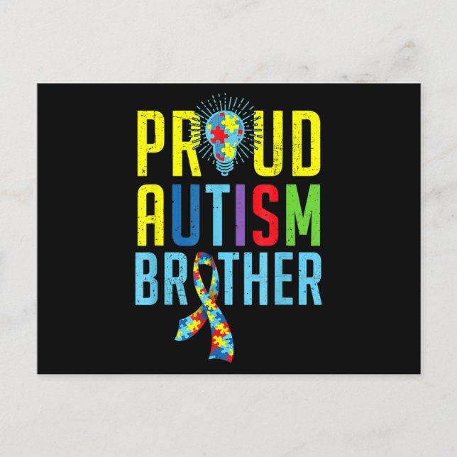 Postal Proud Autism Brother  Sibling Autism Awareness T-S (Anverso)