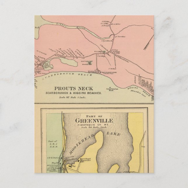 Postal Prouts Neck Scarborough, playas de Higgins (Anverso)