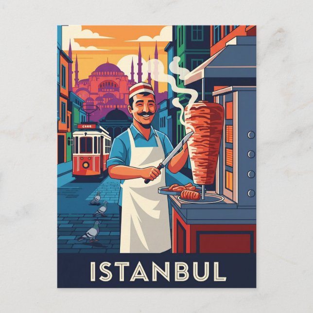 Postal Proveedor de la calle Kebab de Estambul (Anverso)