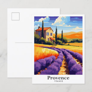 Postal Provenza Francia Arte Viaje Vintage Ilustracion