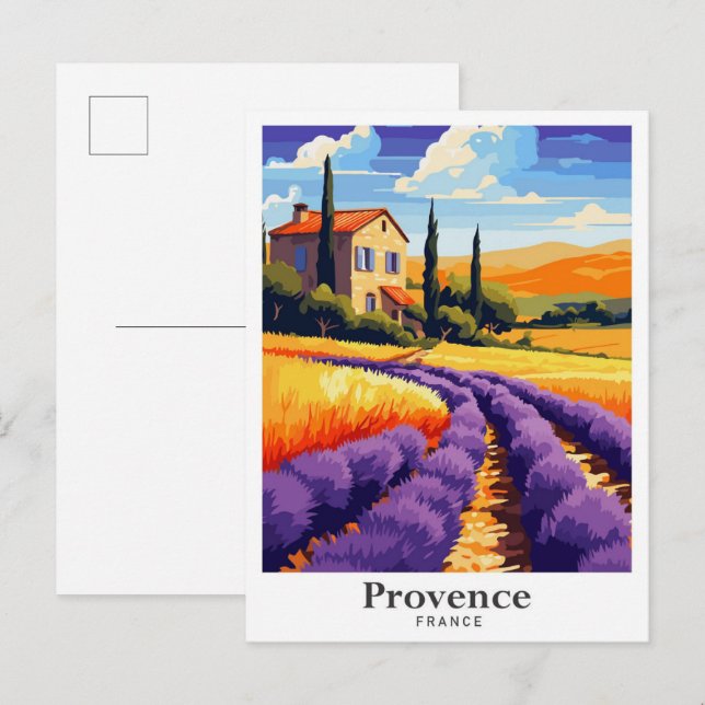 Postal Provenza Francia Arte Viaje Vintage Ilustracion (Anverso / Reverso)