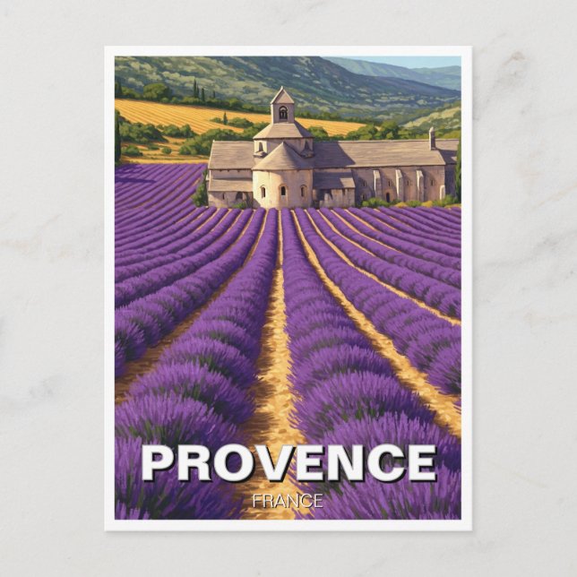 Postal Provenza Francia Campos de Lavender Abbaye de Séna (Anverso)