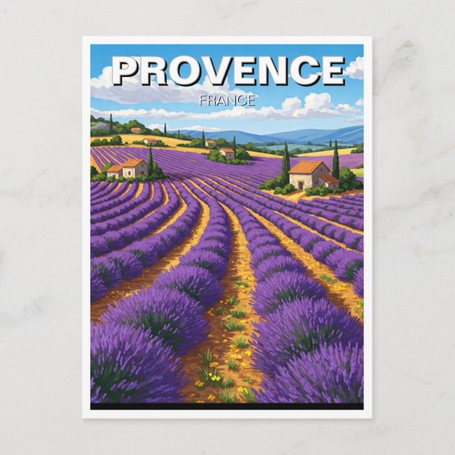 Postal Provenza Francia Lavender Fields Viaje (Anverso)
