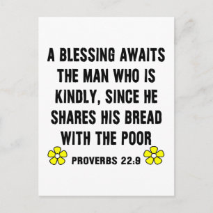 Postal Proverbios 22:9 sobre la Amabilidad