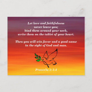 Postal Proverbios 3:3-4 Amor y Fidelidad Memoria Bíblica