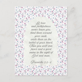Postal Proverbios 3:3–4 Escritura Floral