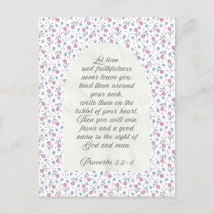 Postal Proverbios 3:3–4 Escritura Floral