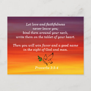 Postal Proverbios 3:3-4 Fidelidad Versículo Bíblico de Me