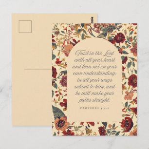 Postal Proverbios 3:5–6 Confía en el Señor Estilo Floral 