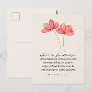 Postal Proverbios 3:5–6 Confía en el Señor Floral Rosa
