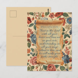 Postal Proverbios 3:5–6 Confía en el Señor Versículo Bíbl