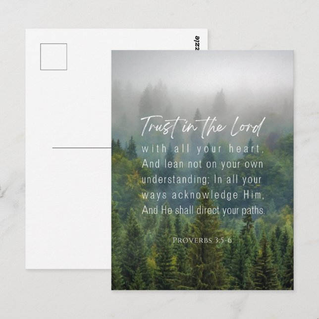 Postal Proverbios 3:5-6 Confianza en el Señor (Anverso / Reverso)