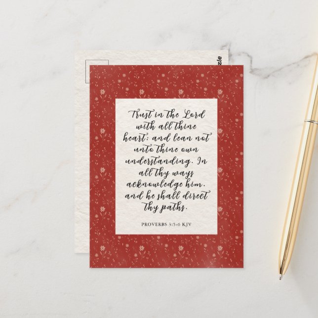Postal Proverbios 3:5-6 KJV Biblia Verse imagen (Anverso/Reverso In Situ)