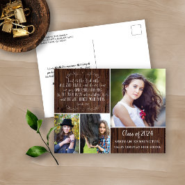 Postal Proverbios de graduación cristiana de madera rústi