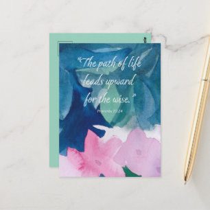Postal Proverbios Escritura Flor Impatiens Rosa Religiosa