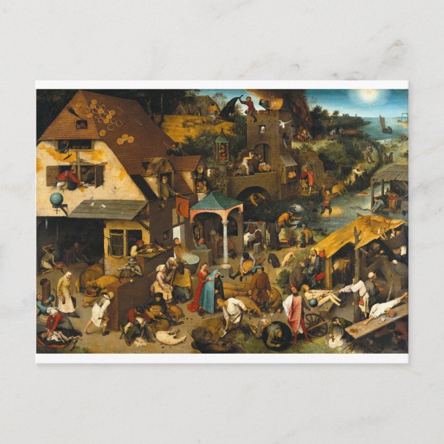 Postal Proverbios holandeses por Pieter Bruegel, el ancia (Anverso)