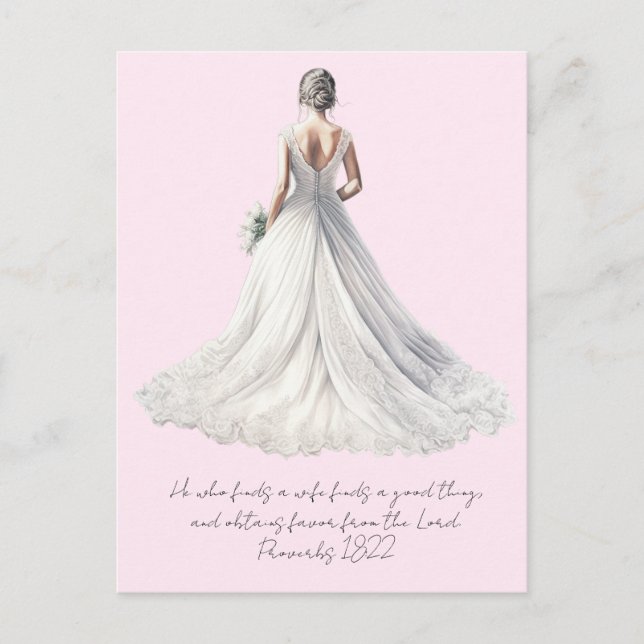 Postal Proverbs 18:22 Wedding Greeting Card (Anverso)