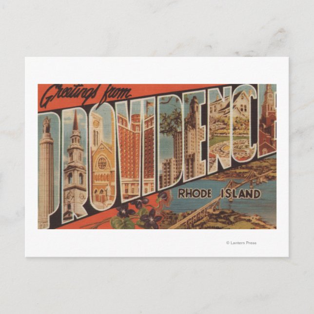 Postal Providence, Rhode Island - Escenas de letras grand (Anverso)